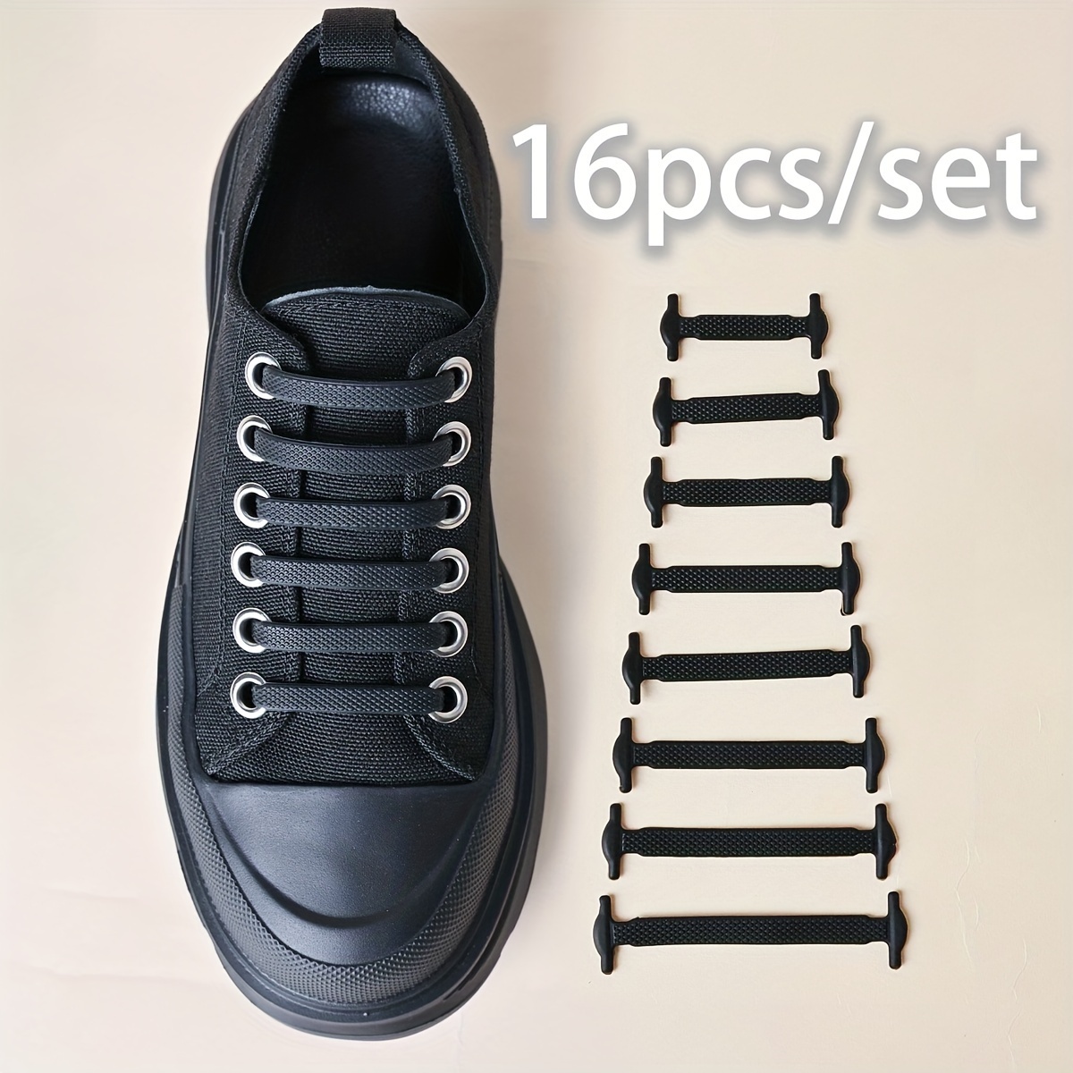 Lace Replacement Flat - 16pcs No Tie Shoe Laces, Elastic