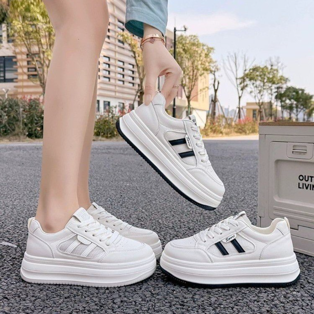 Leather Sneaker Care Kit - Women's Breathable Mesh Platform Sneakers, Slip-on