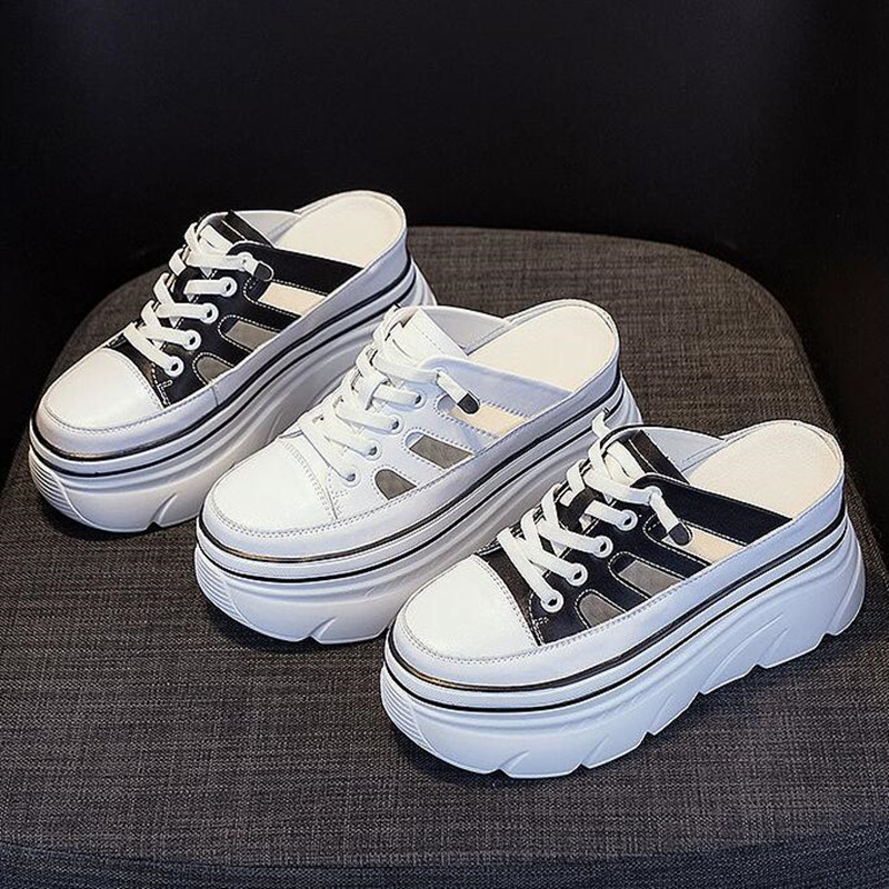 Leather Sneaker Care Kit - 9cm Designer Hollow Genuine Leather Women