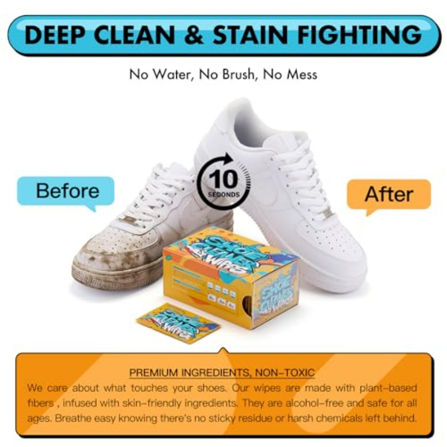 Shoe Cleaner Wipes, Shoe Clean - Sneaker Care Wipes บทวิจารณ์และราคา
