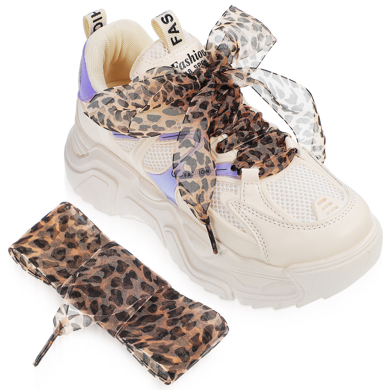 2Pcs Stylish Leopard Pattern W - Lace Replacement Flat บทวิจารณ์และราคา