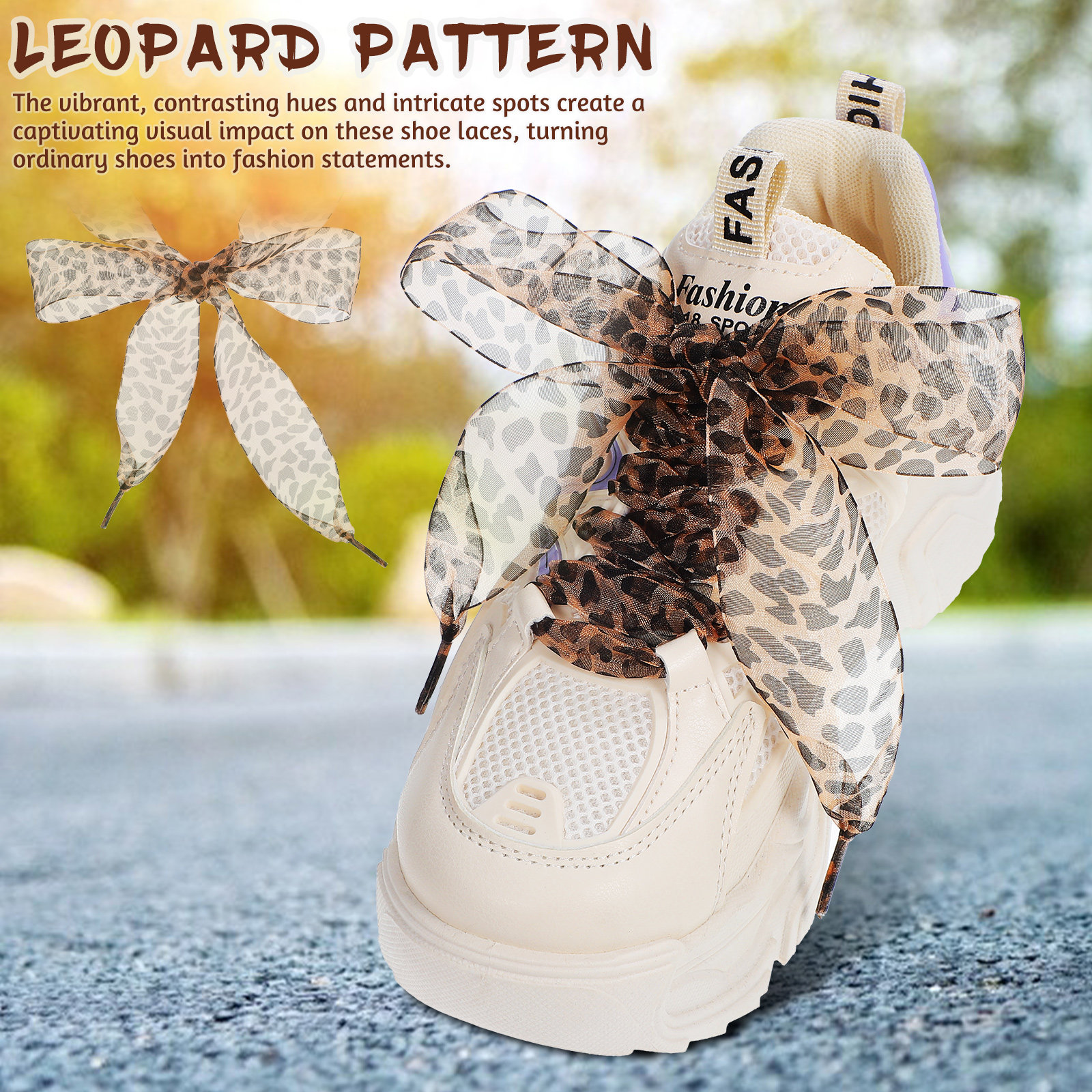 2Pcs Stylish Leopard Pattern W - Lace Replacement Flat บทวิจารณ์และราคา